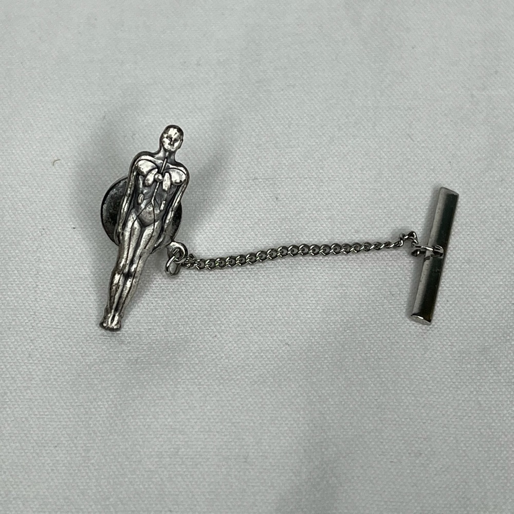 Vintage Anatomy of the Human Body Silver Tie Tack Pin